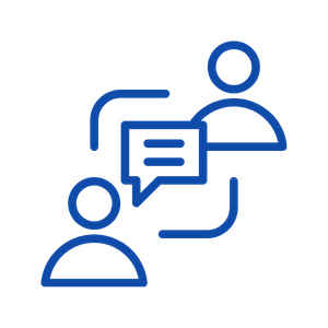 Icon of 2 people with message bubble