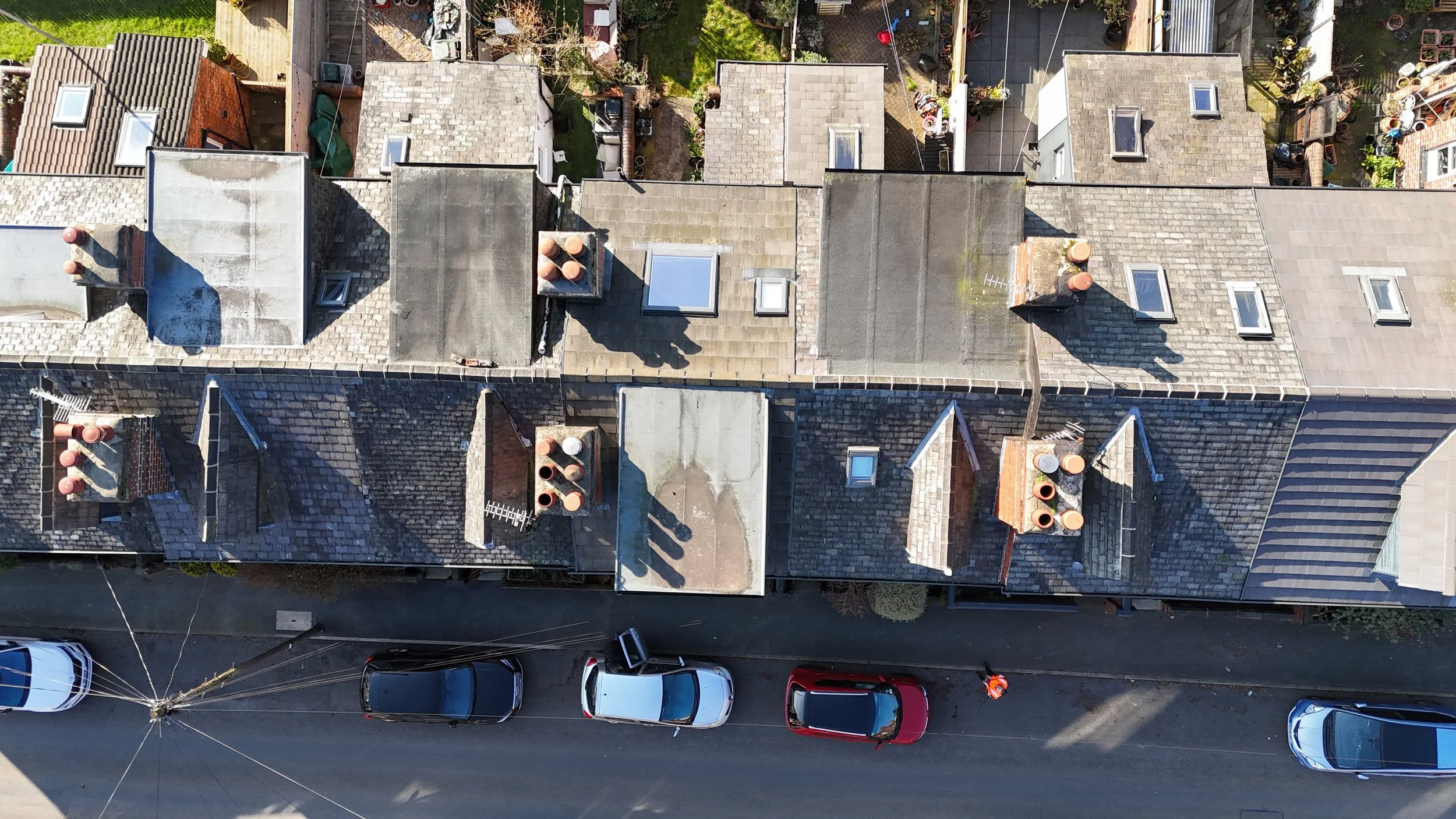 Terraced house roof condition assessed via drone