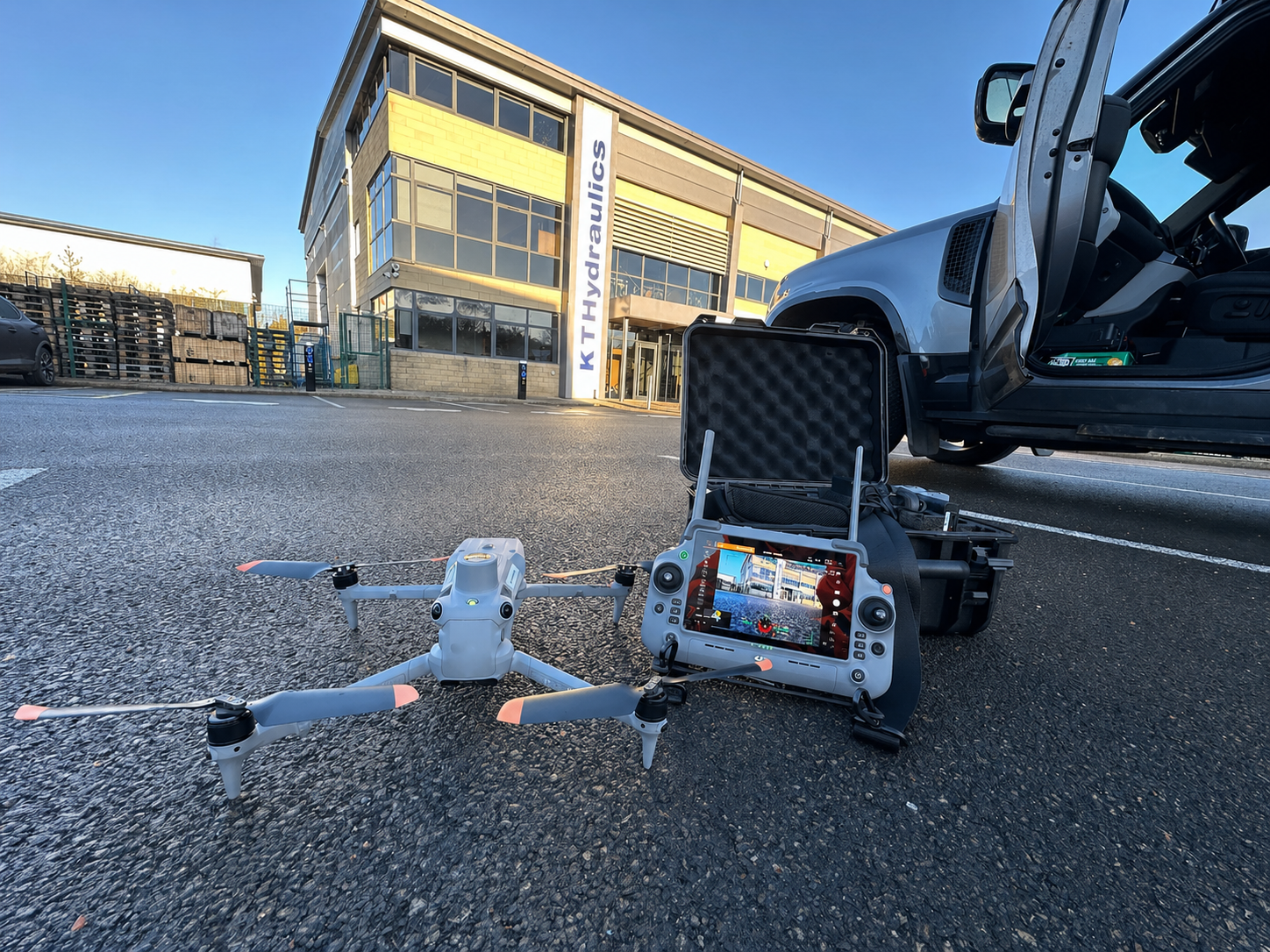 DJI Matrice 4T preparing for a thermal roof inspection