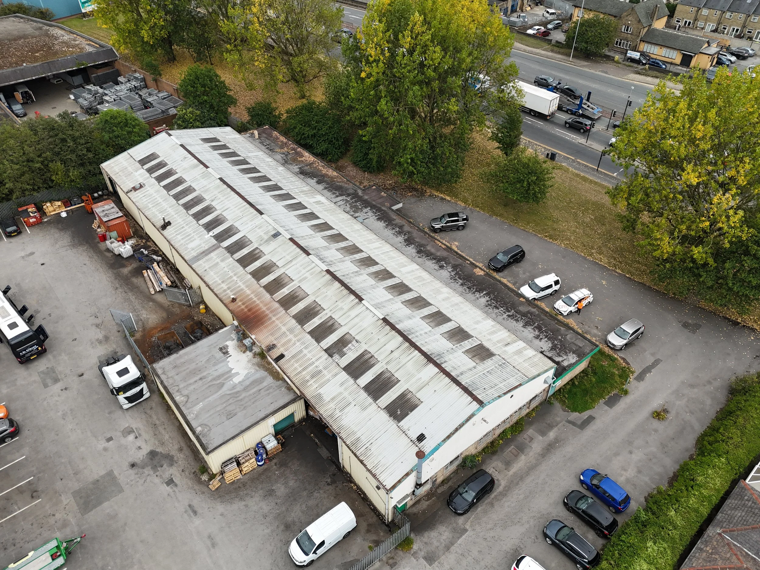 commercial roof in poor condition assessed by drone