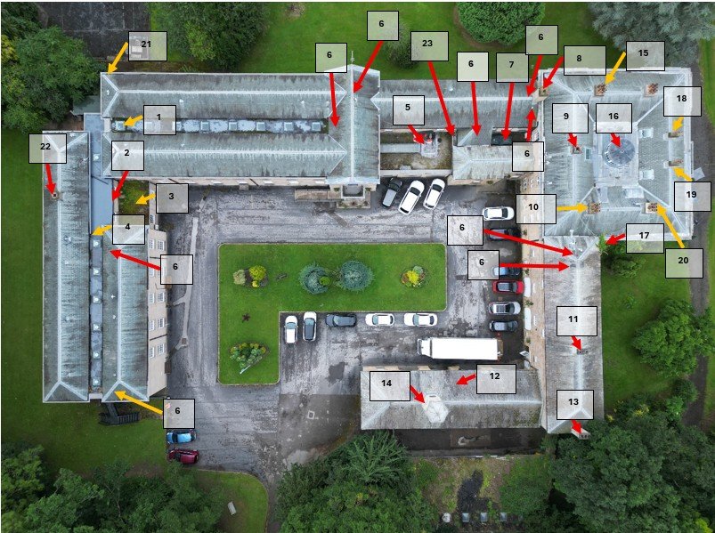 annotated roof condition report excerpt