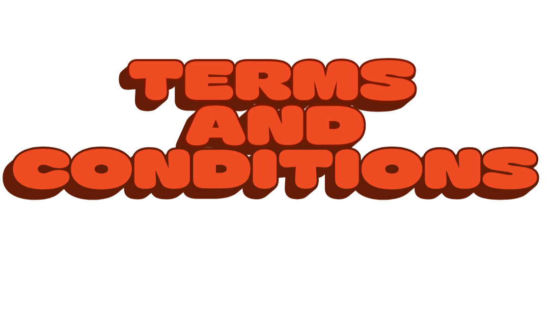 Text reading 'Terms and Conditions' in bold, rounded red letters with black shadow on a black background.