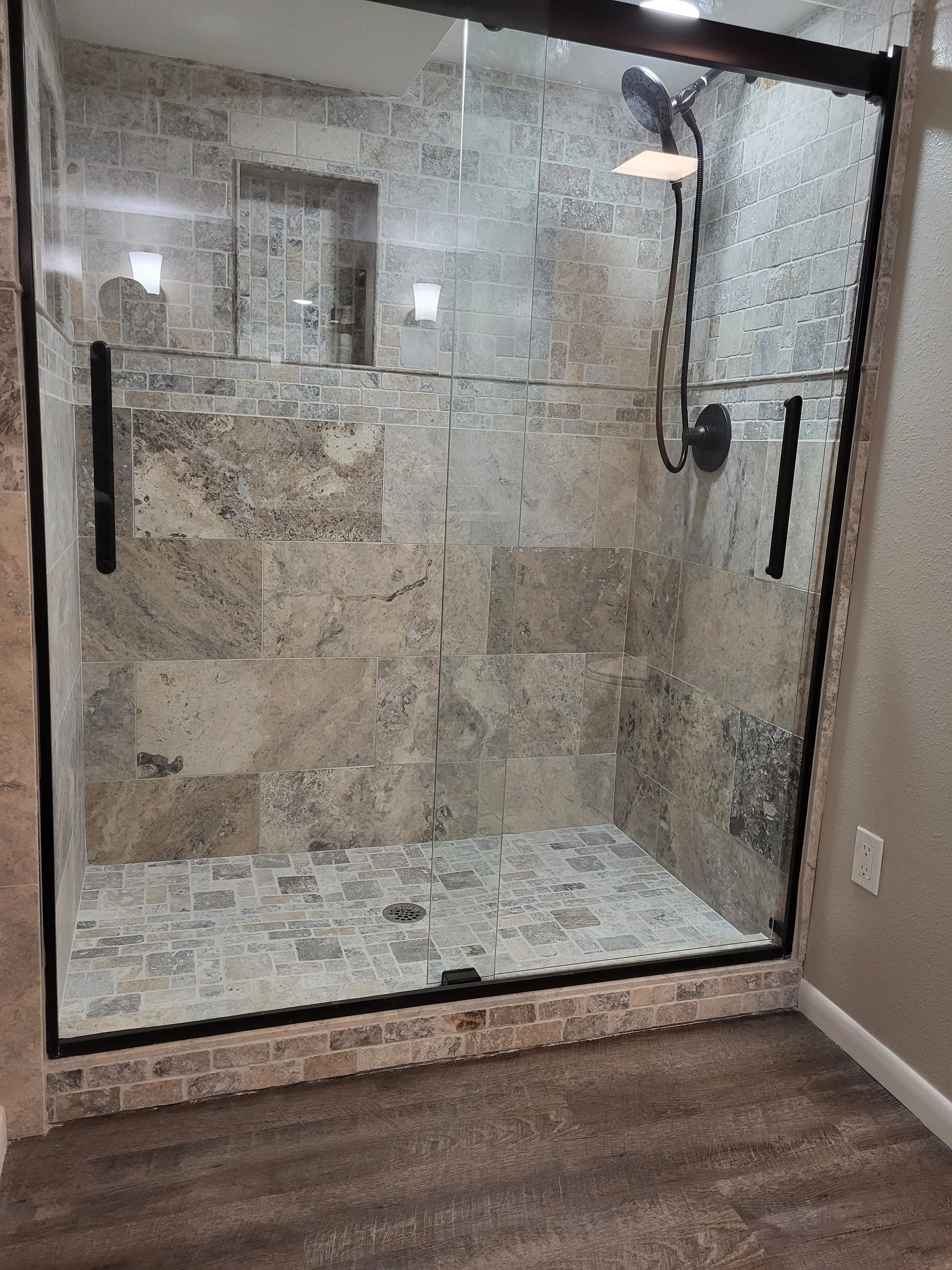 Custom walk-in shower with built-ins