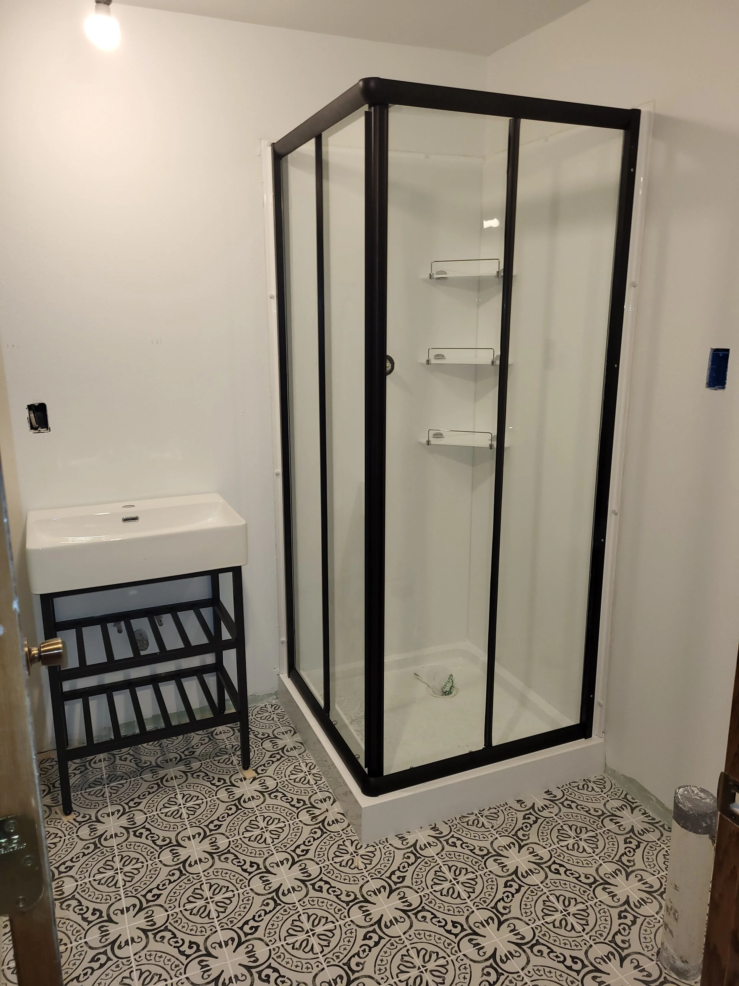 Basement bathroom addition from scratch.