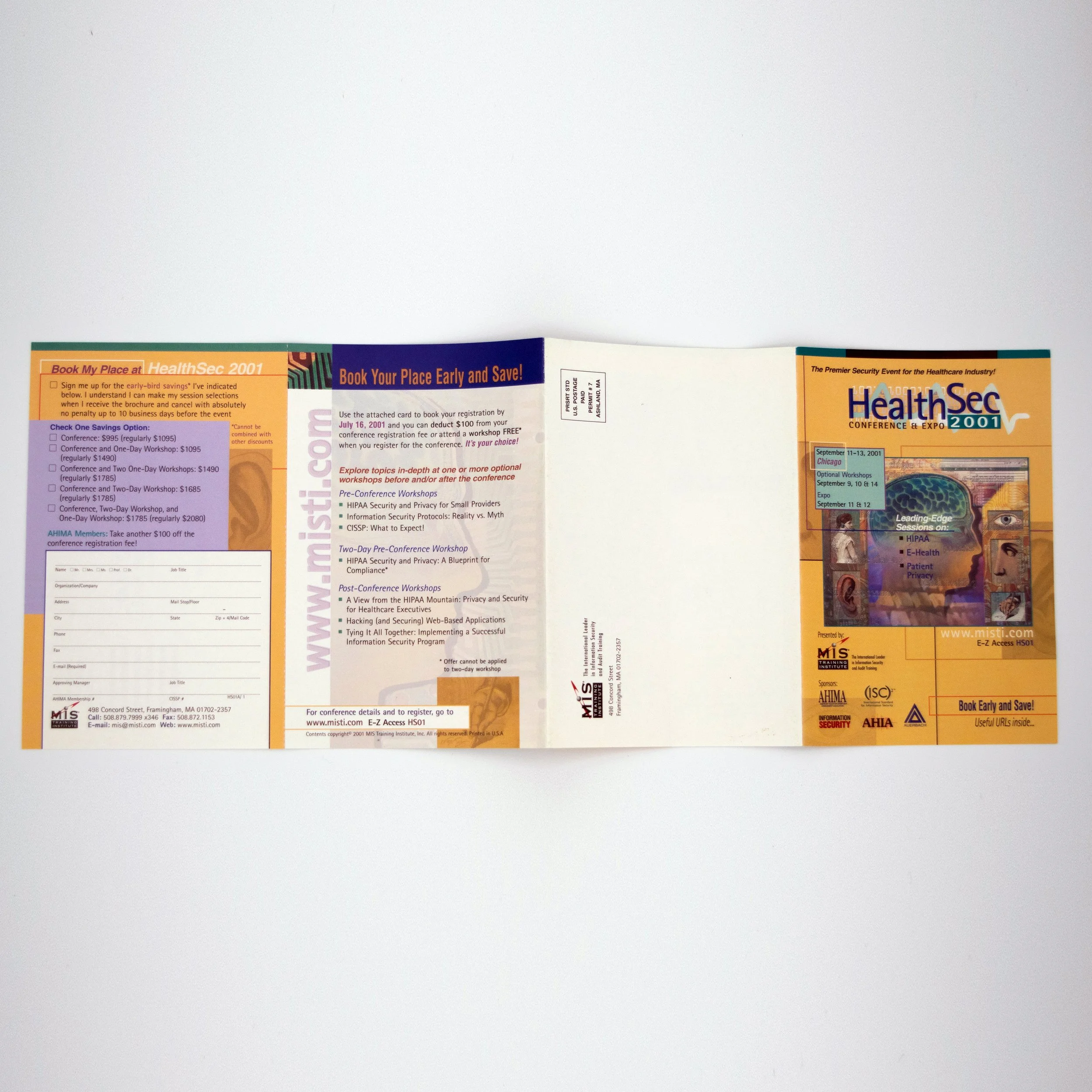 HealthSec Conference Direct Mail Piece Open View Side One