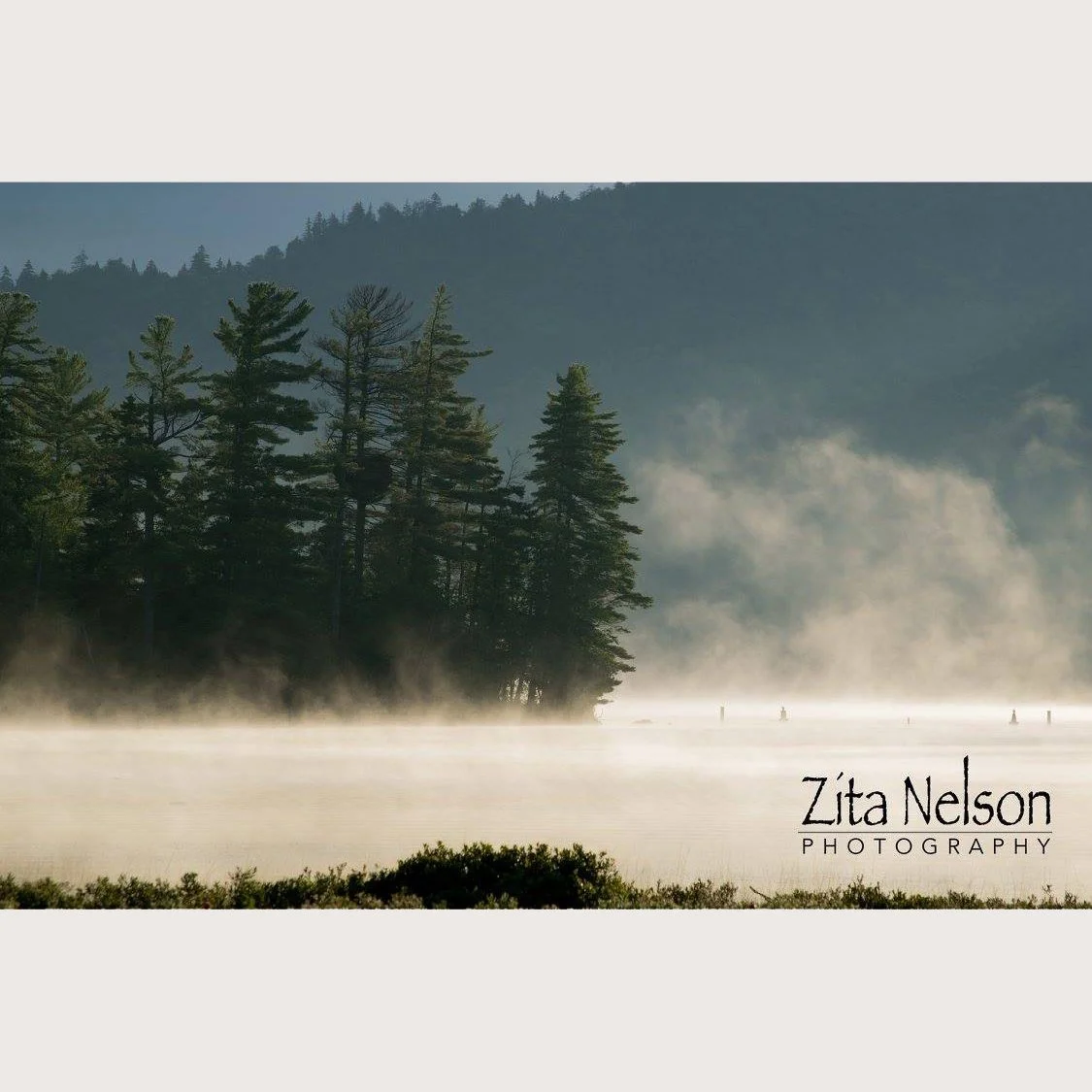 Photograph of morning steam on Lake Placid, NY