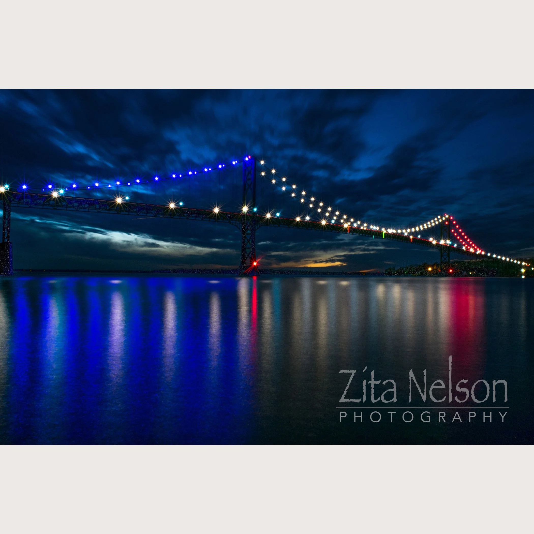 Mount Hope Bridge at night Photograph