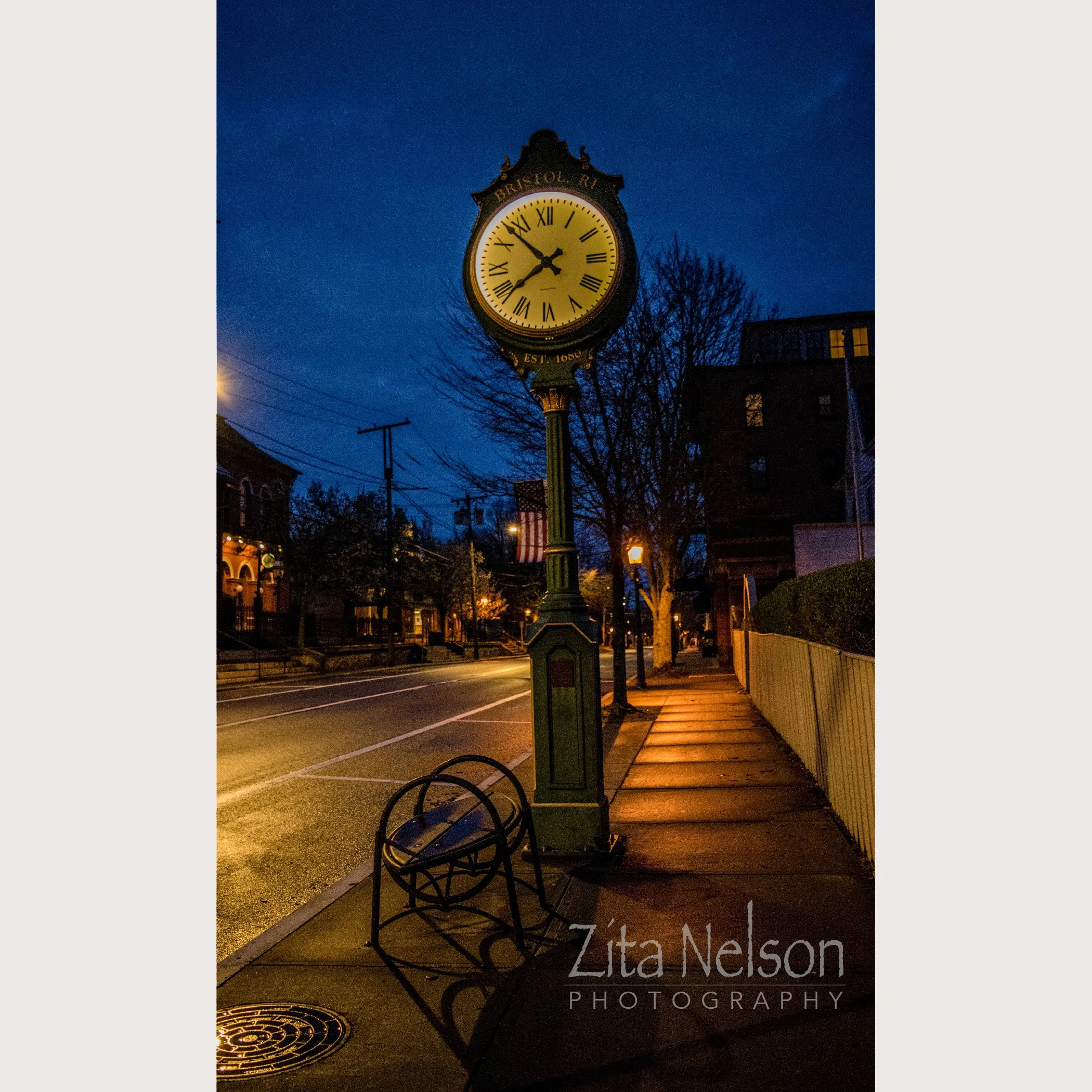 Bristol RI Town Clock Photograph