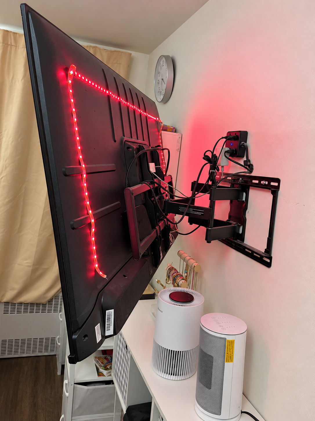 Rear TV installation with glowing red LED.png