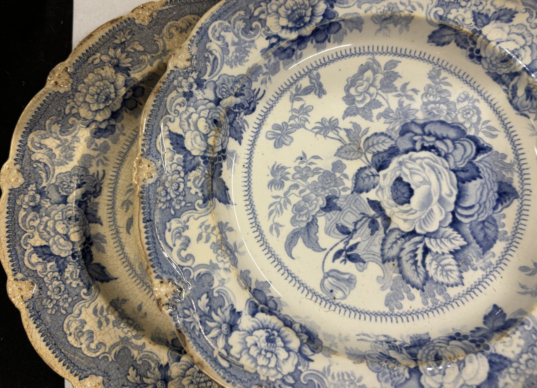 Pair of Staffordshire Blue Transferware Plates