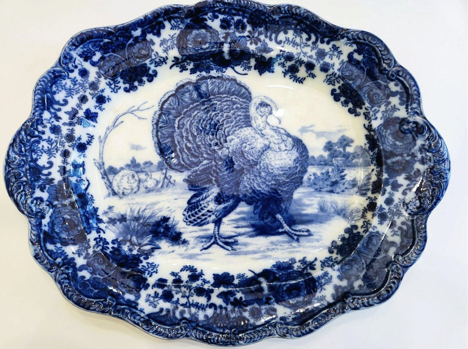 Ridgway Flow Blue Turkey Platter