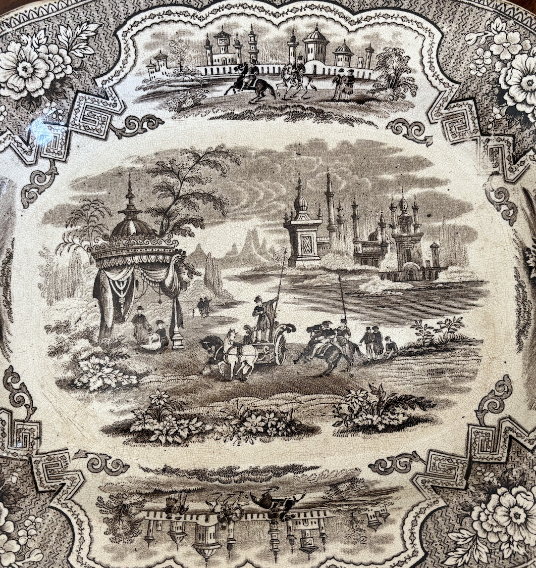 'Damascus' Platter, Brown Transferware