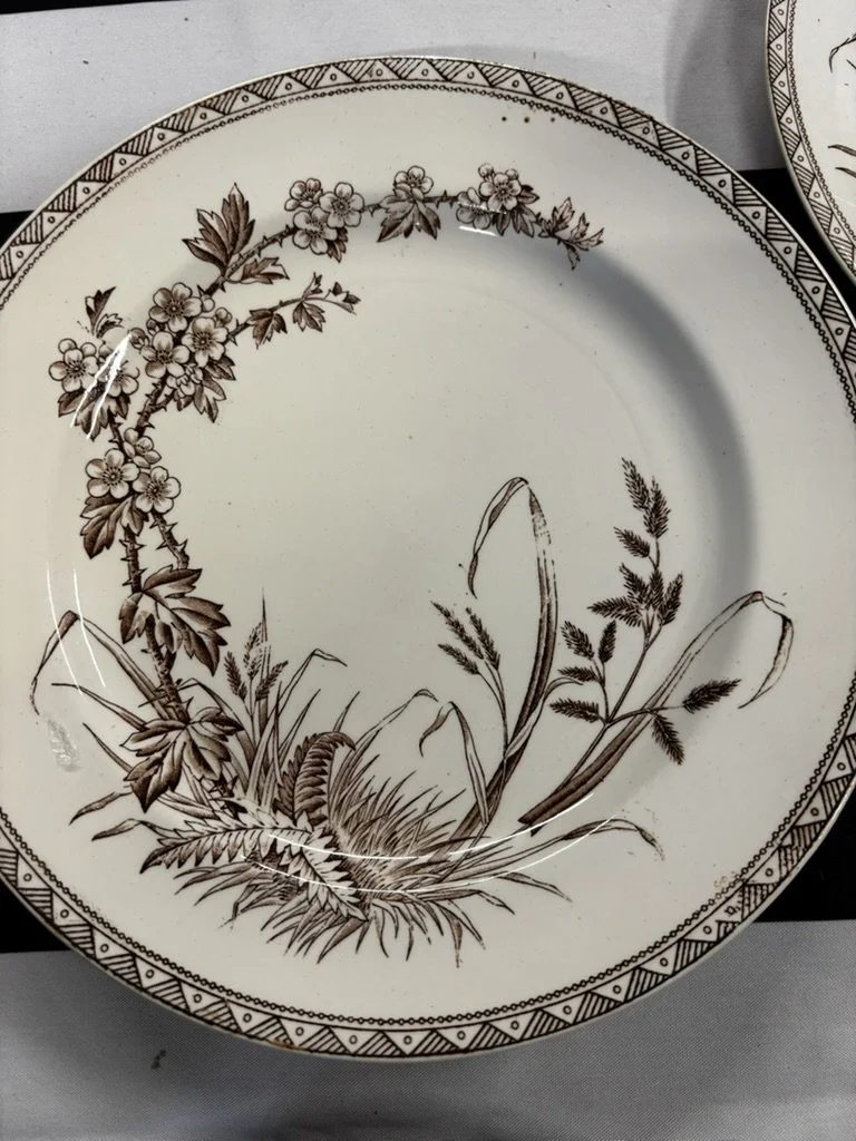 'Hawthorn' Brown Transferware Dinner Plates