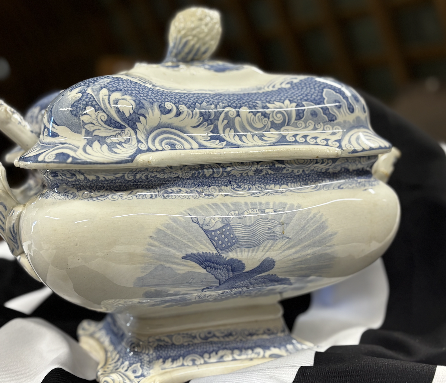 Eagle and American Flag Transferware Tureen