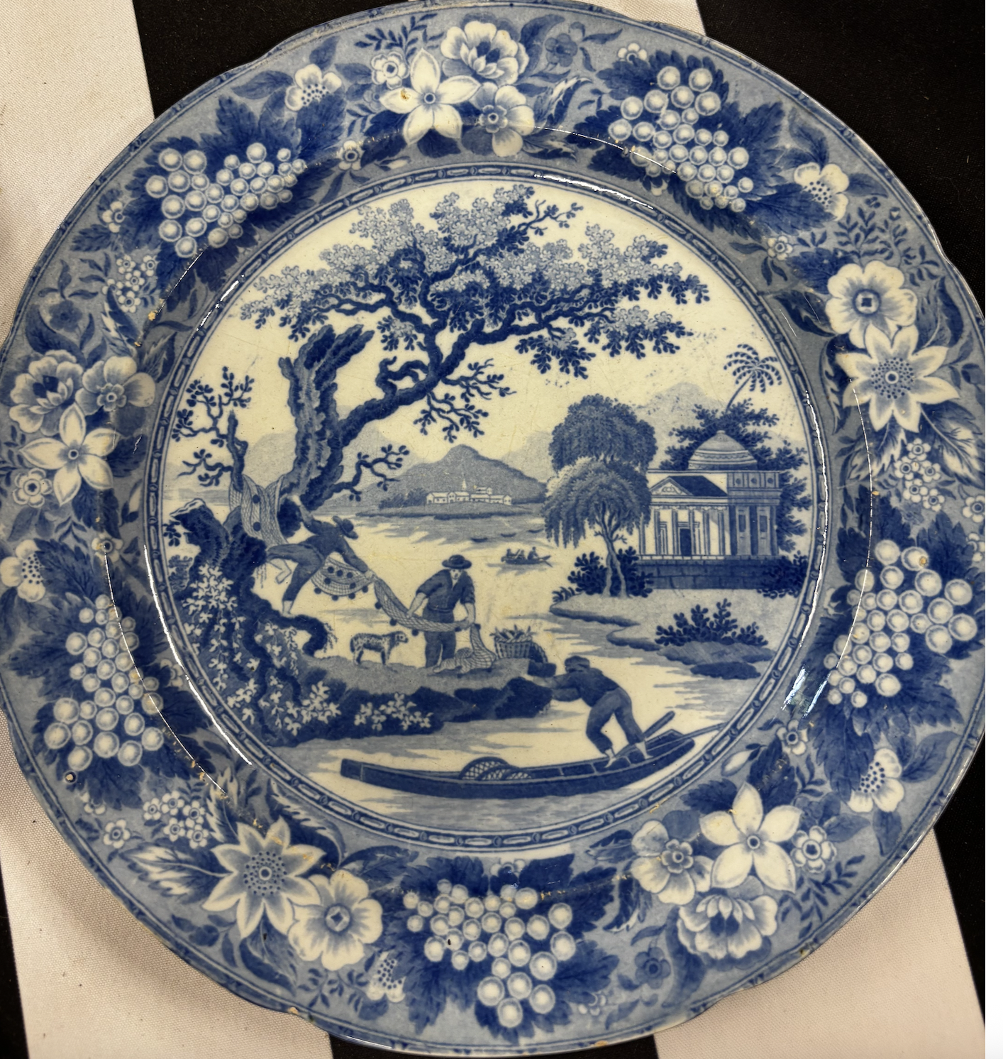 "Fishermen with Nets" Transferware Plate