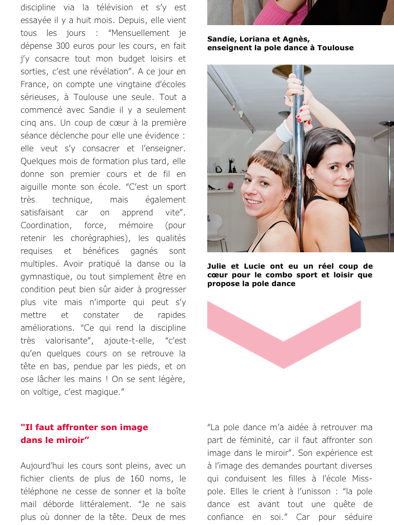 Article de presse dans le magazine Accent sur le studio miss pole