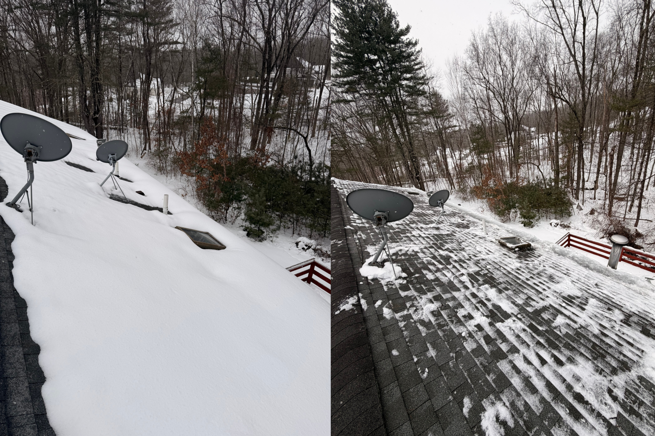 Before and After Removal of Over a Foot of Snow!