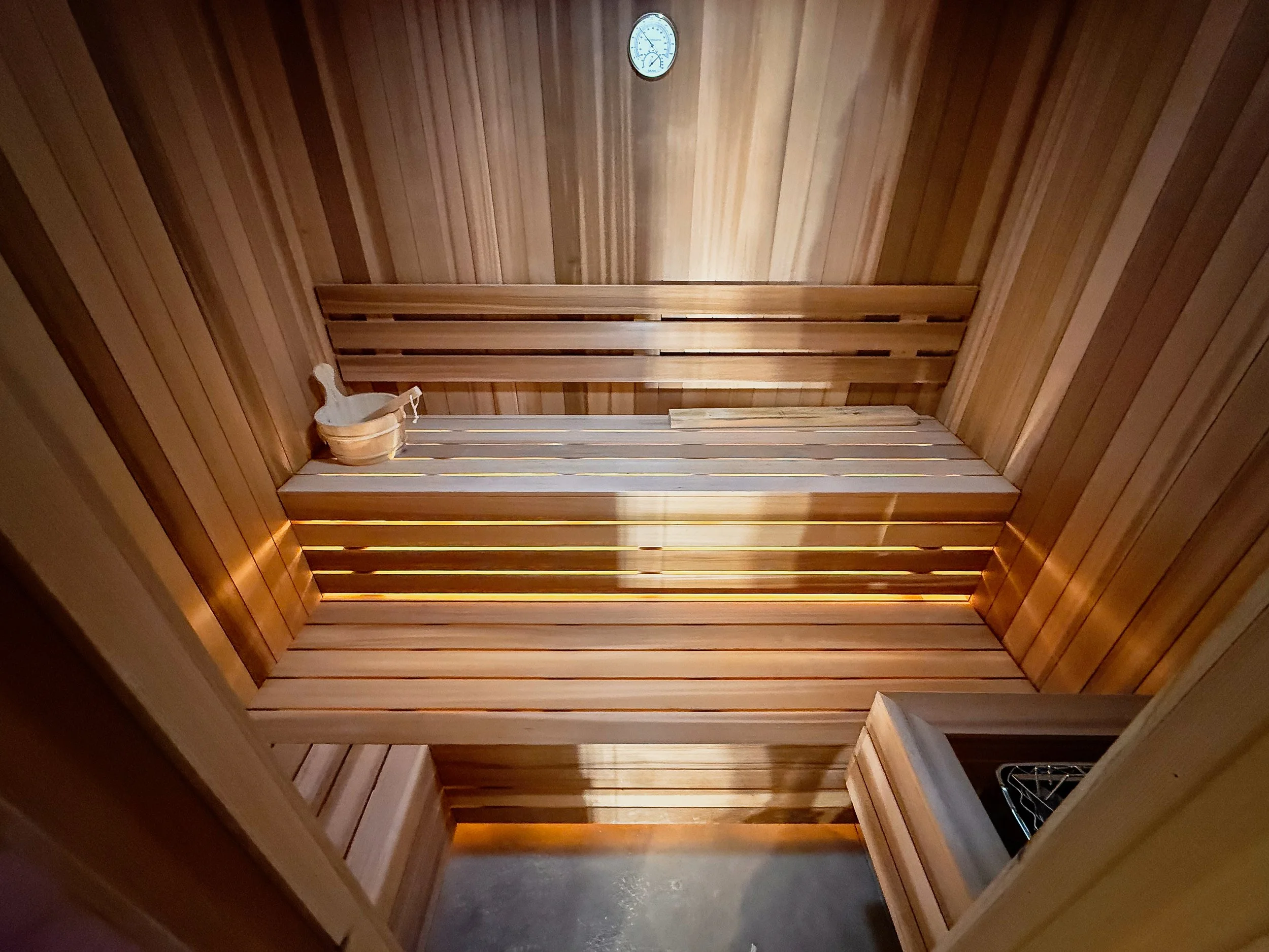 Private sauna suite with traditional heat at Climate Change, Fort Worth