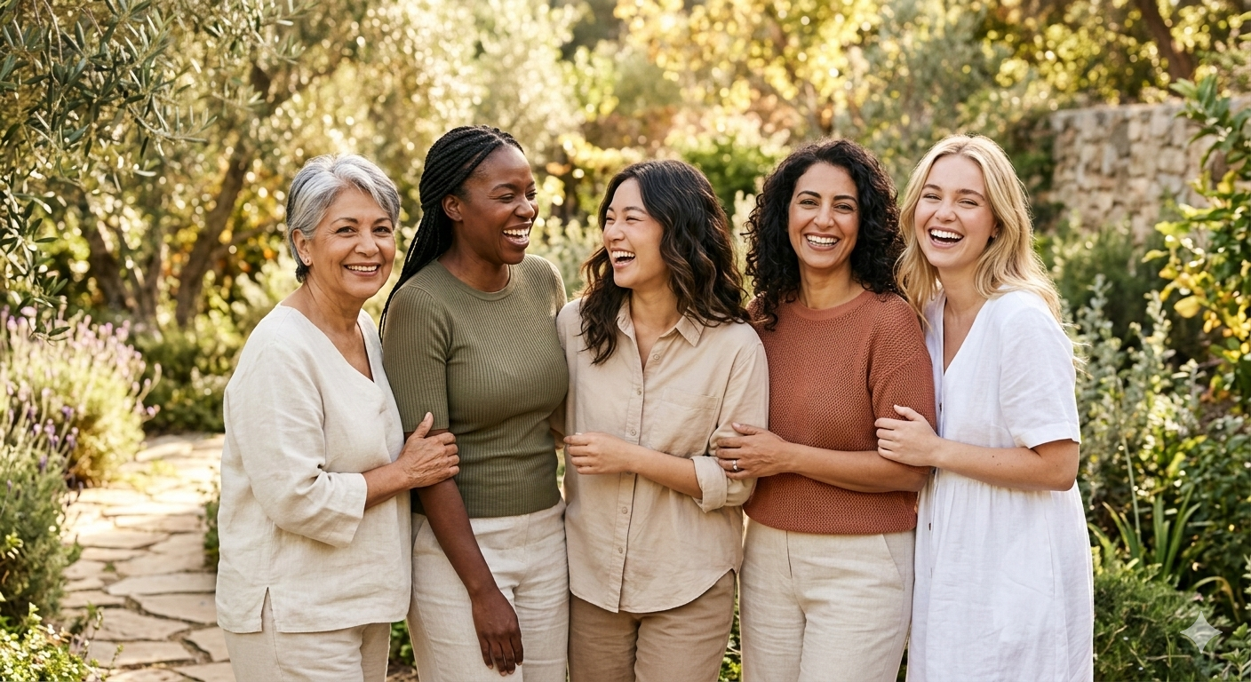 Mujeres de diferentes etapas de la vida en bienestar interno y externo