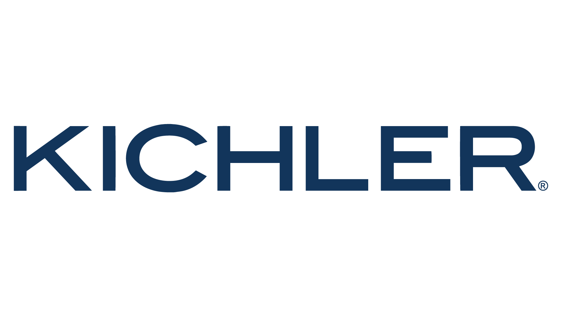 Kichler logo with black stylized light fixture icon and the word Kichler in uppercase navy blue letters.