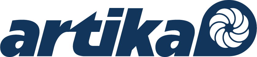 Logo of Artika with stylized blue wind turbine design.