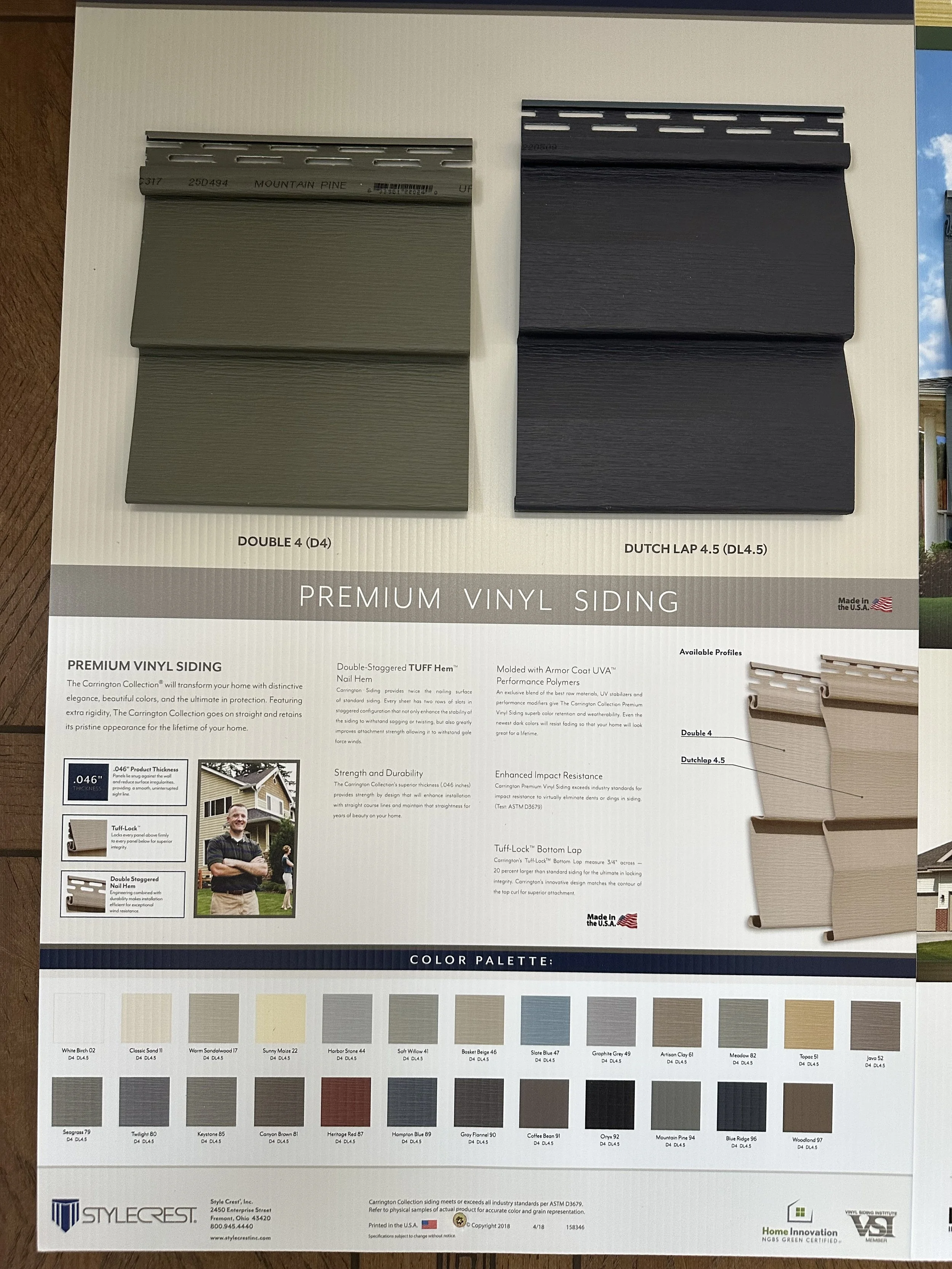 Stylecrest vynle siding Located at Schade Builder's Supply