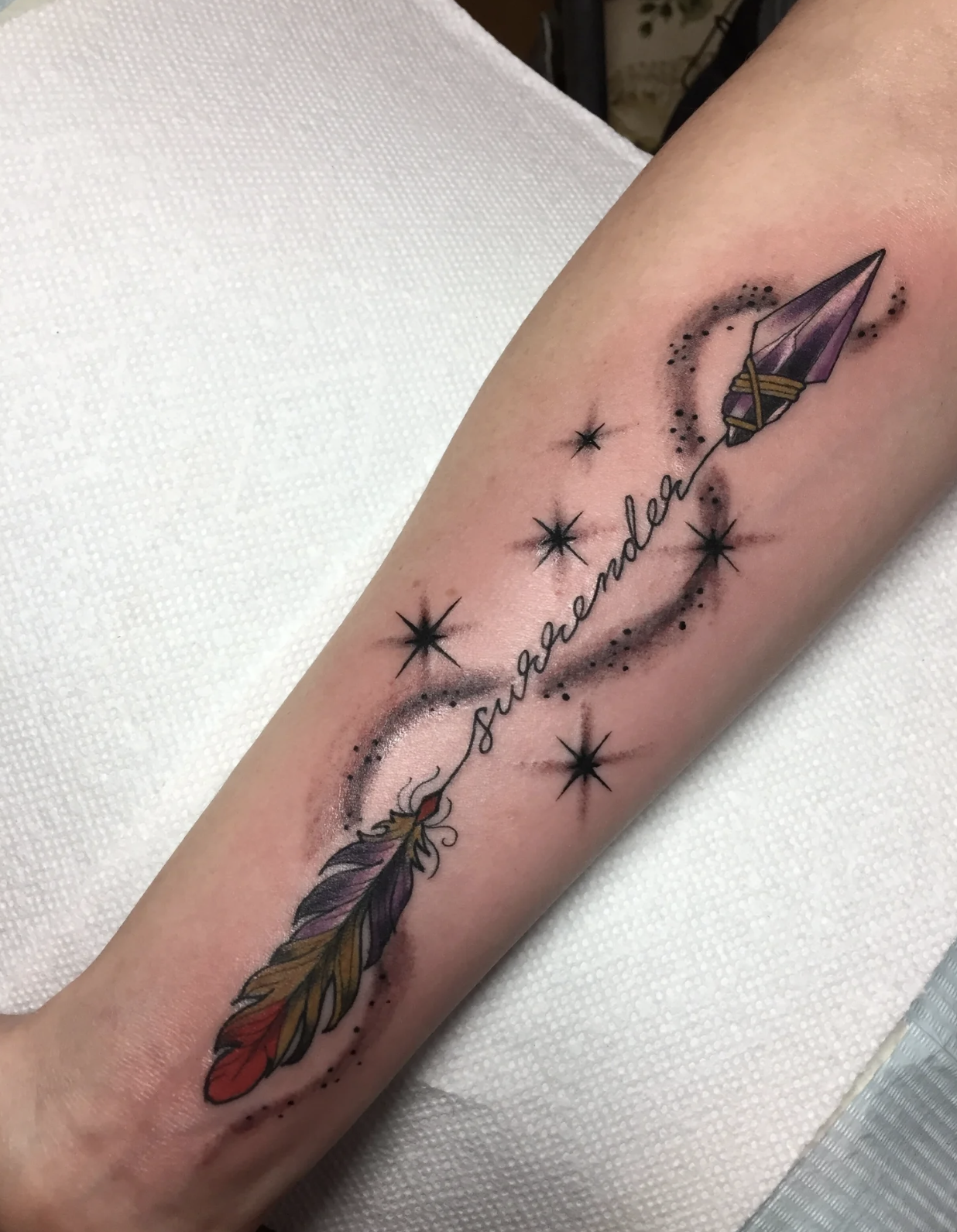 That time I got 'surrender' tattooed on my right arm.