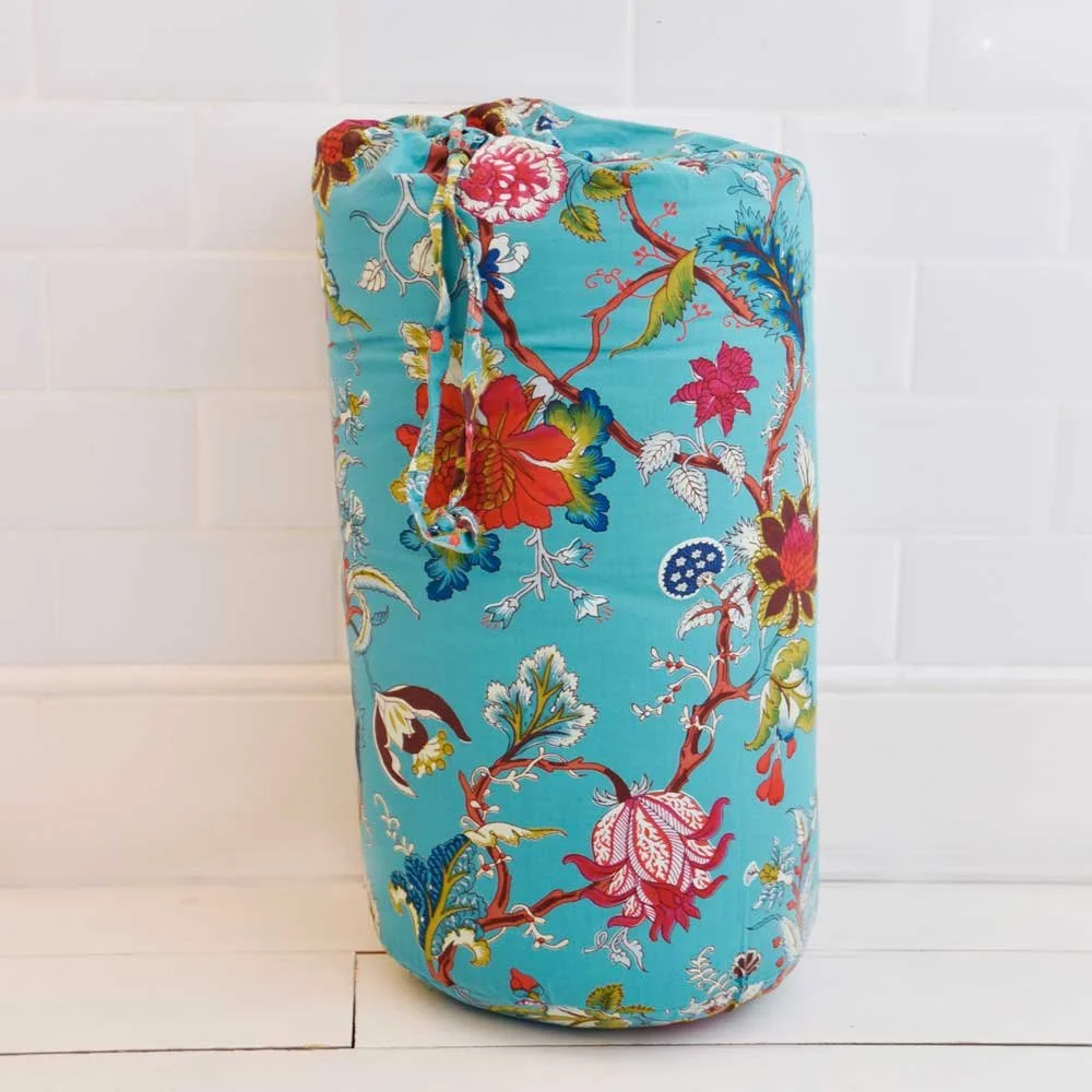 teal exotic bird quilt in bag.jpg