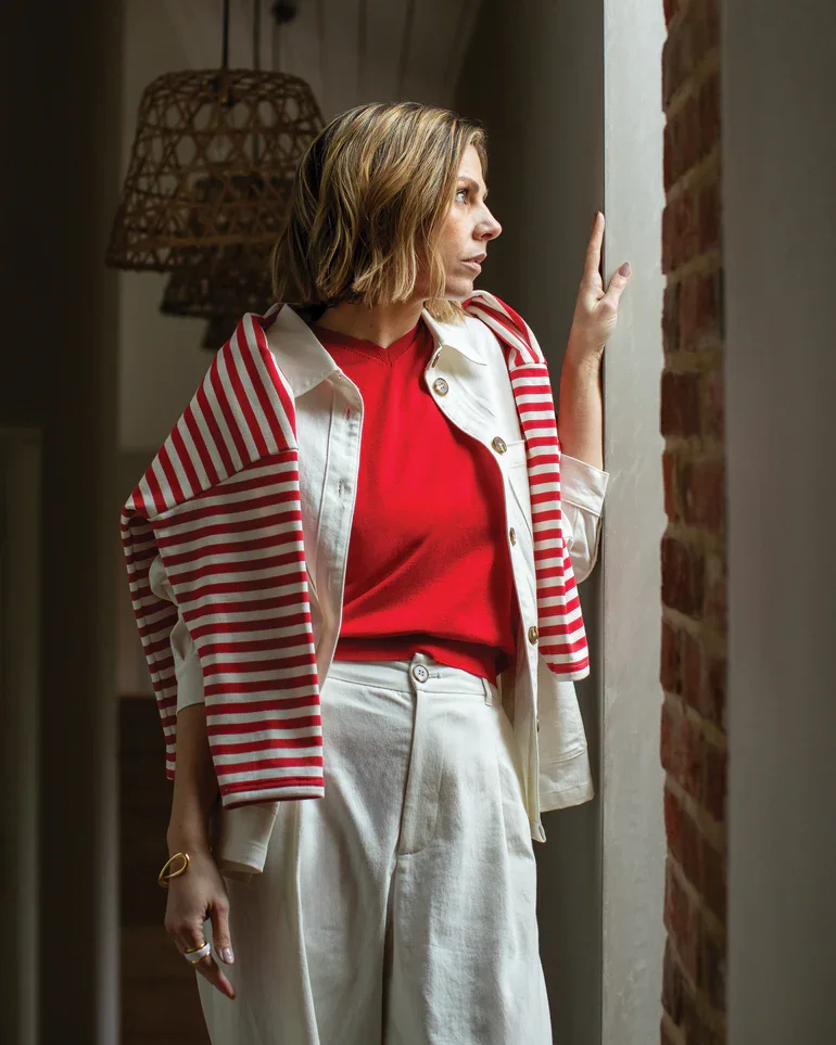 CHALK - Rebecca Stripe Top - Red/Ecru