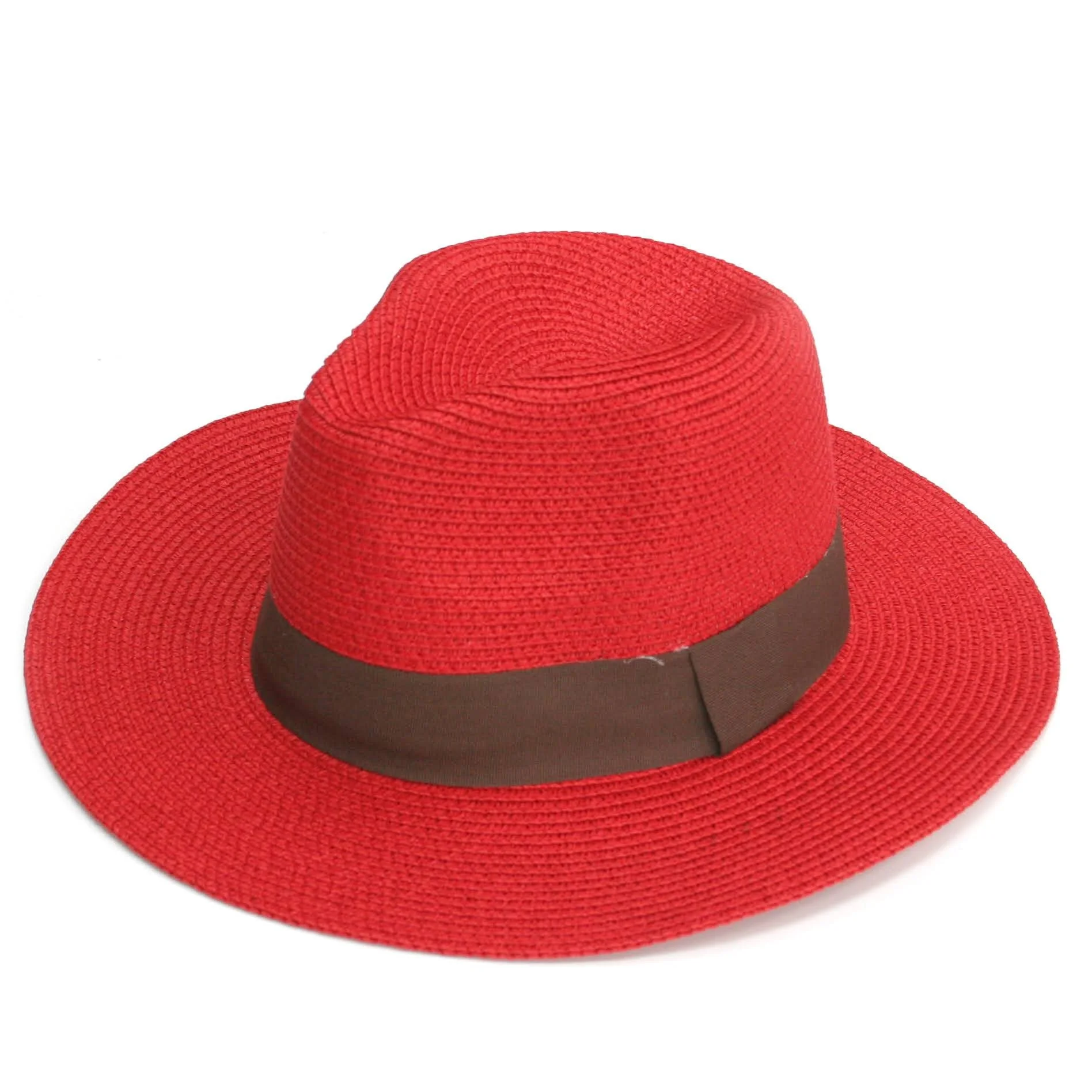 Red Roll Up Panama Hat