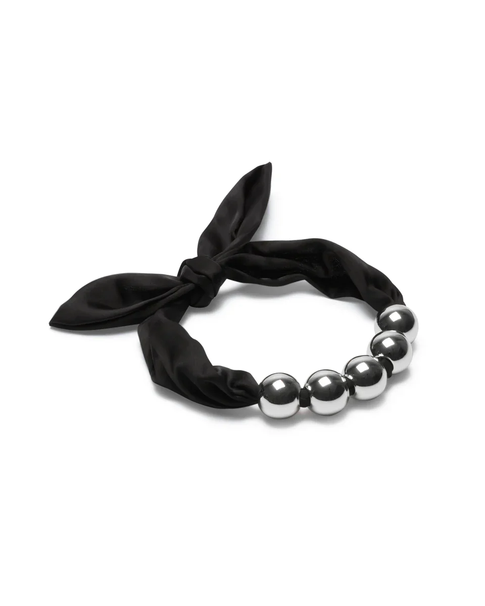 CHALK - Herne Satin Ball Necklace - Silver