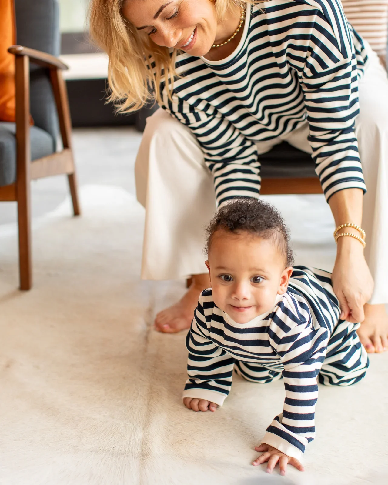 CHALK - Rebecca Stripe Top - Navy/Ecru