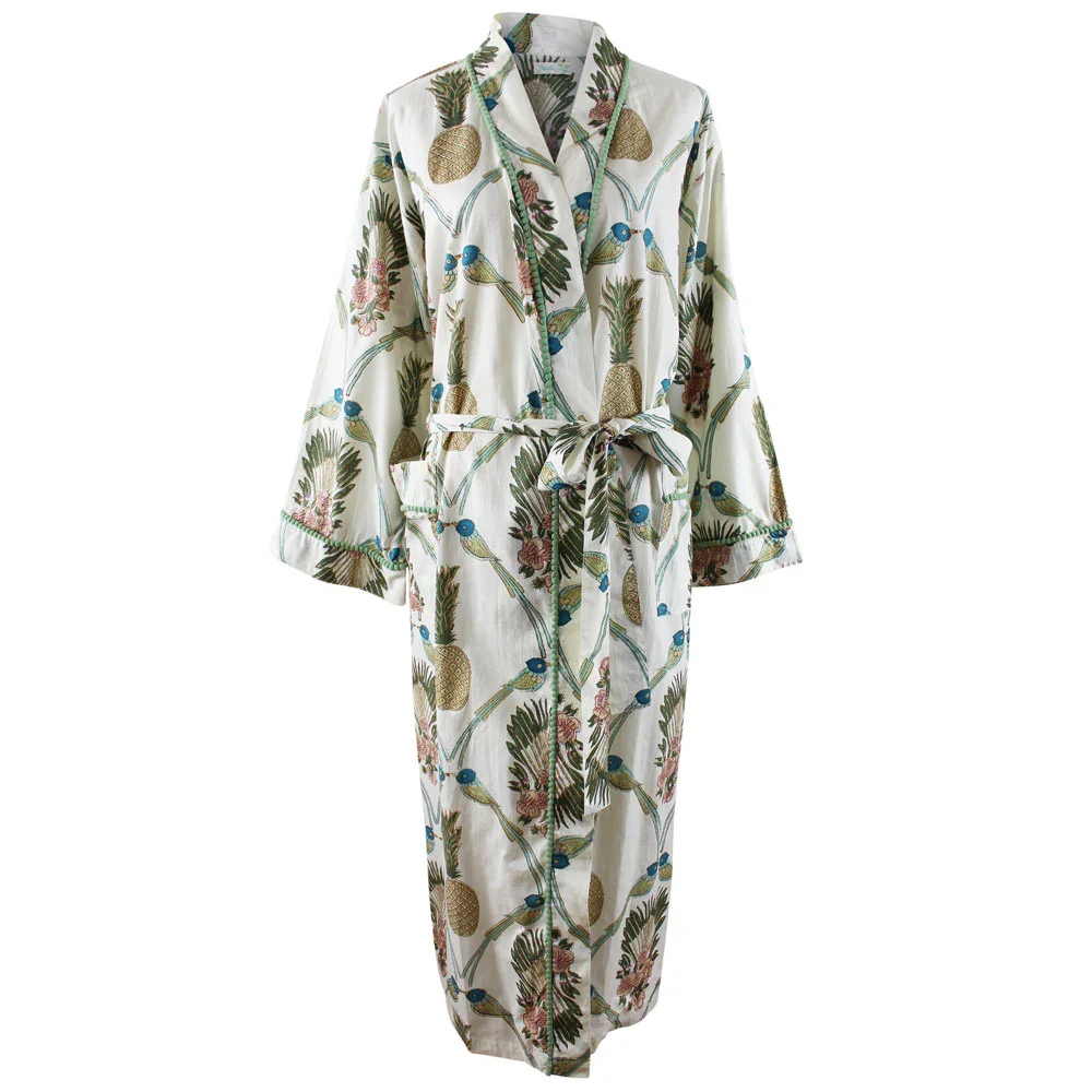 POWELL CRAFT - Bluebird & Pineapple Print Dressing Gown