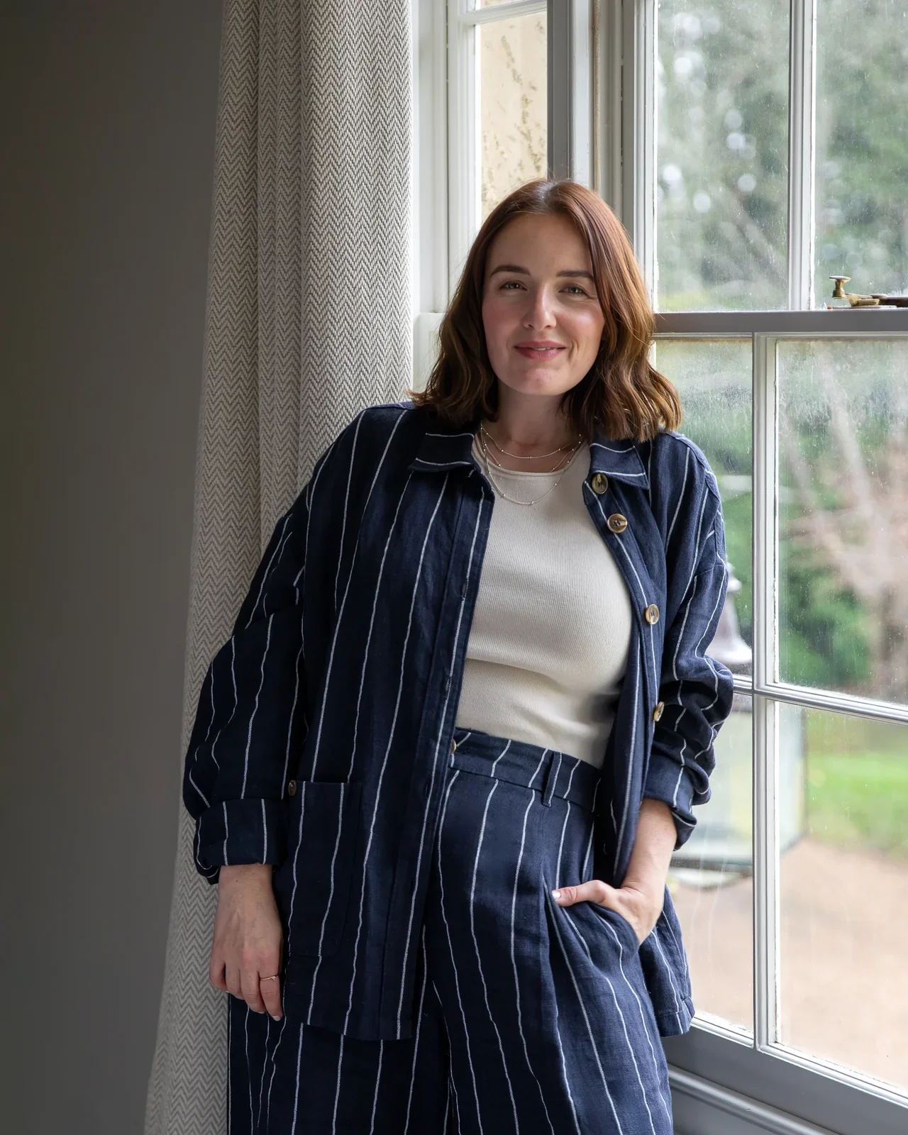 Kath stripe jacket navy.webp