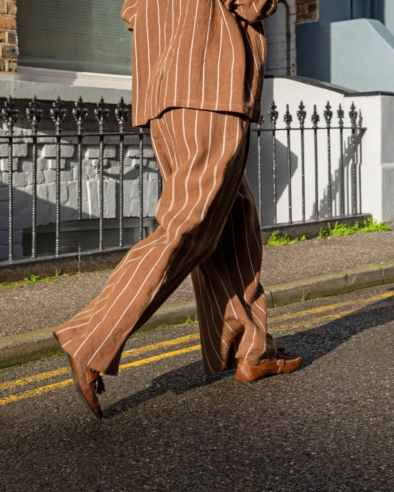 Chalk jasmine stripe trouser tobacco.webp