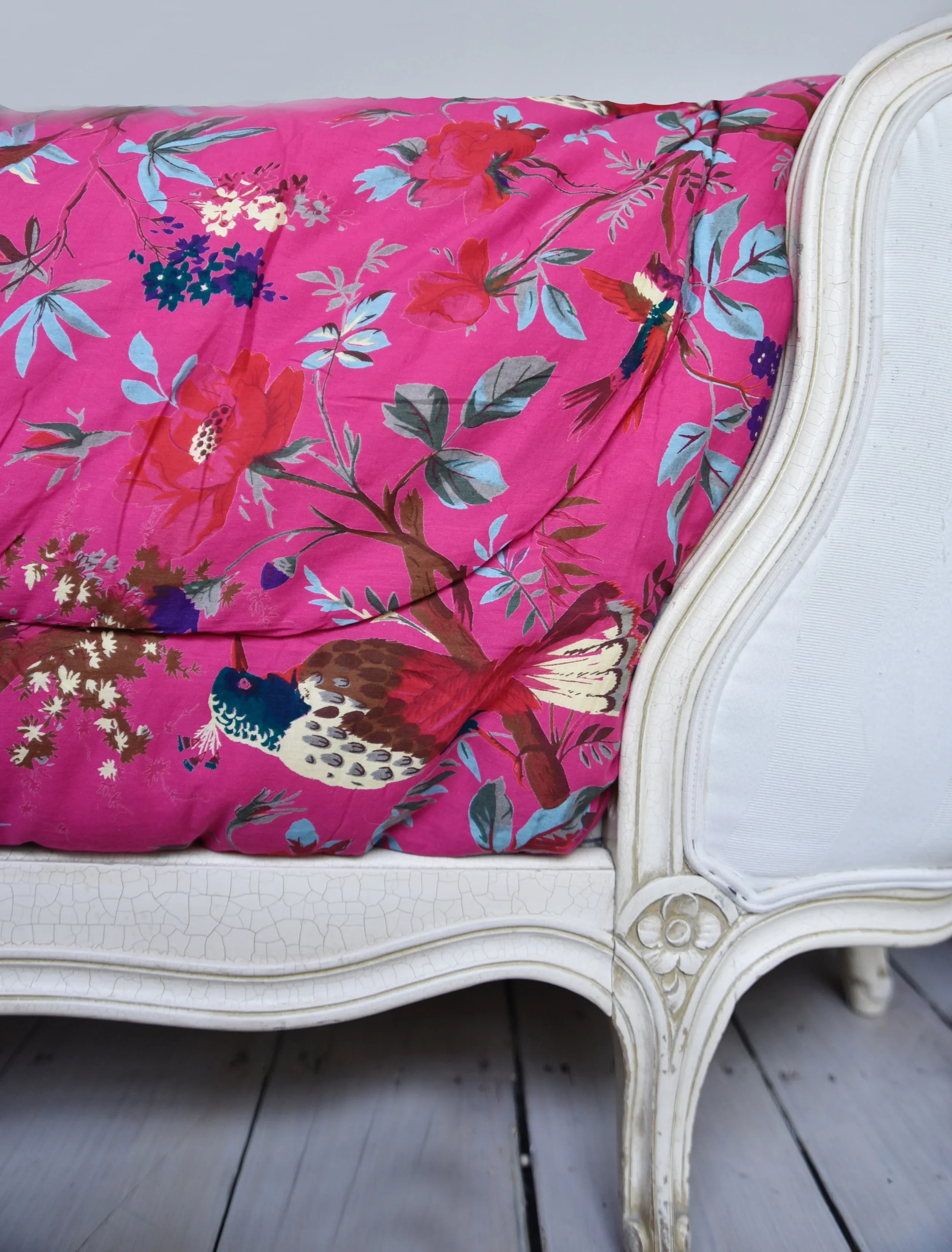 Powell Craft Hot Pink Bird Print Quilt
