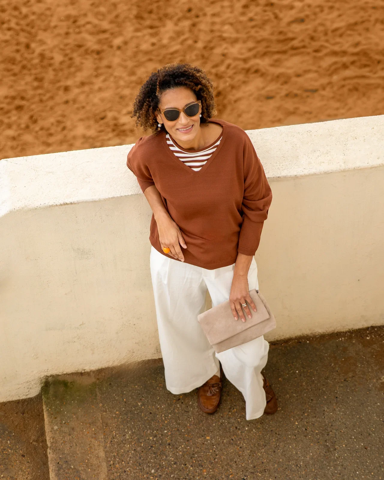 Rebecca Stripe Top 2 Tobacco:Ecru.webp