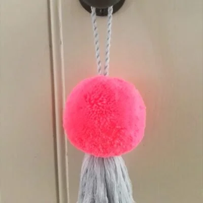 Blush Pom Pom with Pale Grey Tassel