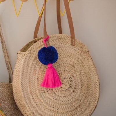 Indigo Pom Pom with Magenta Tassel