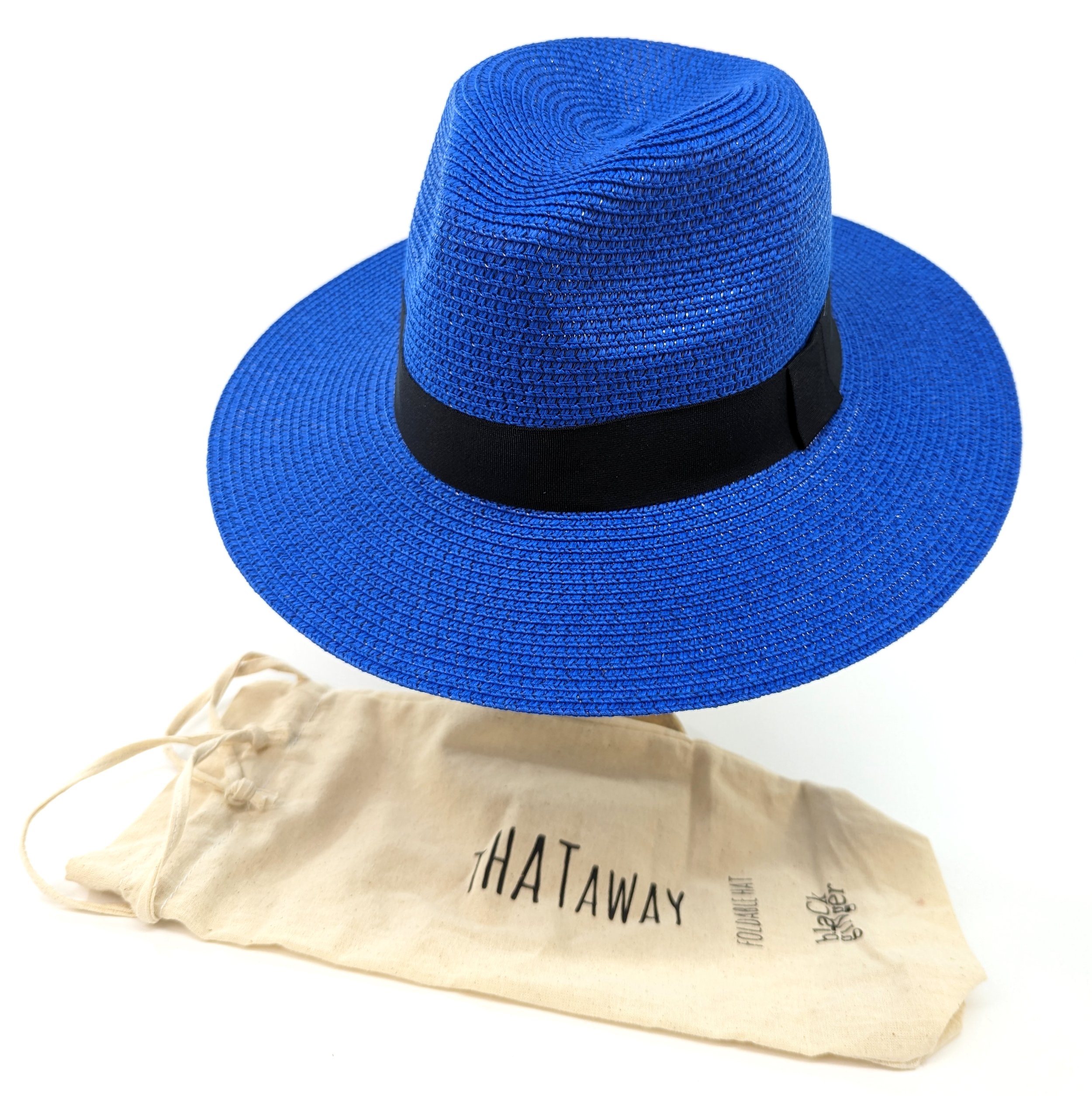 Blue Roll Up Panama Hat