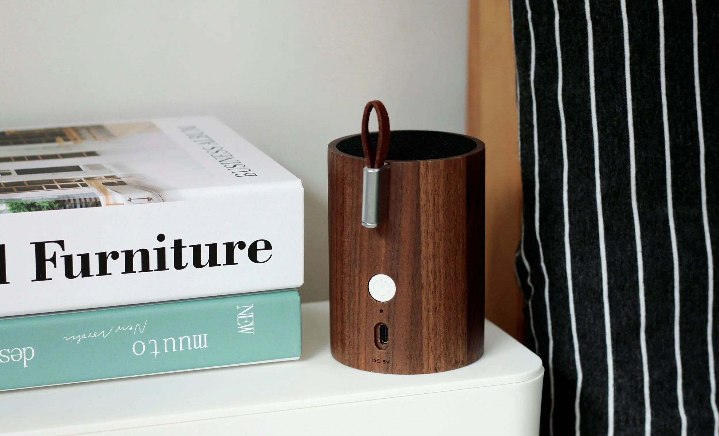 Gingko drum light speaker walnut standing alone.jpg