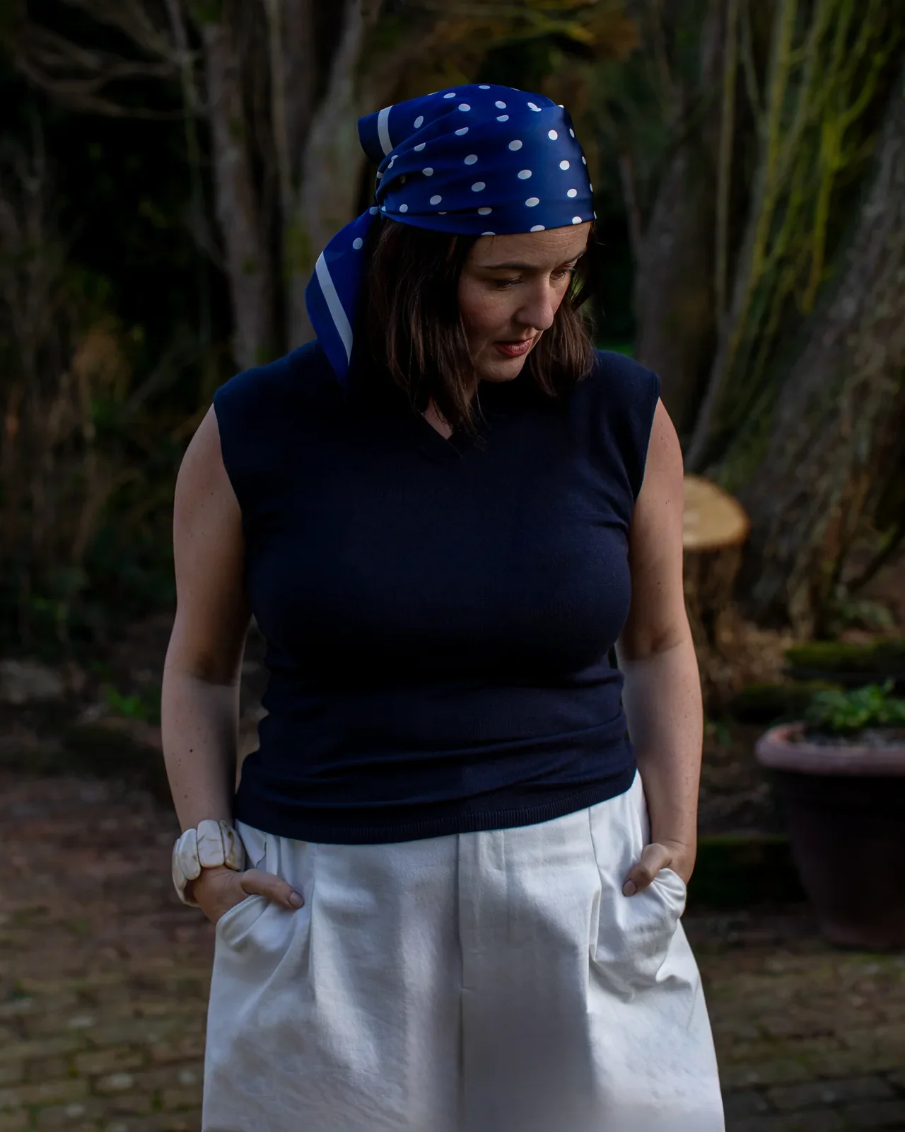CHALK - Navy Polka Dot Scarf