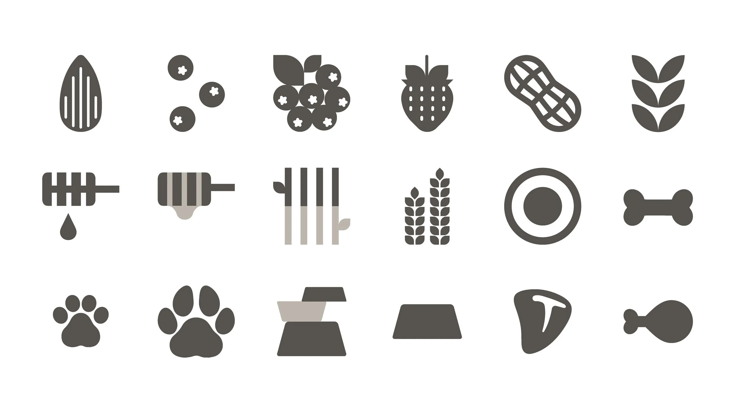 A set of custom product and ingredient icons designed by Hiarki
