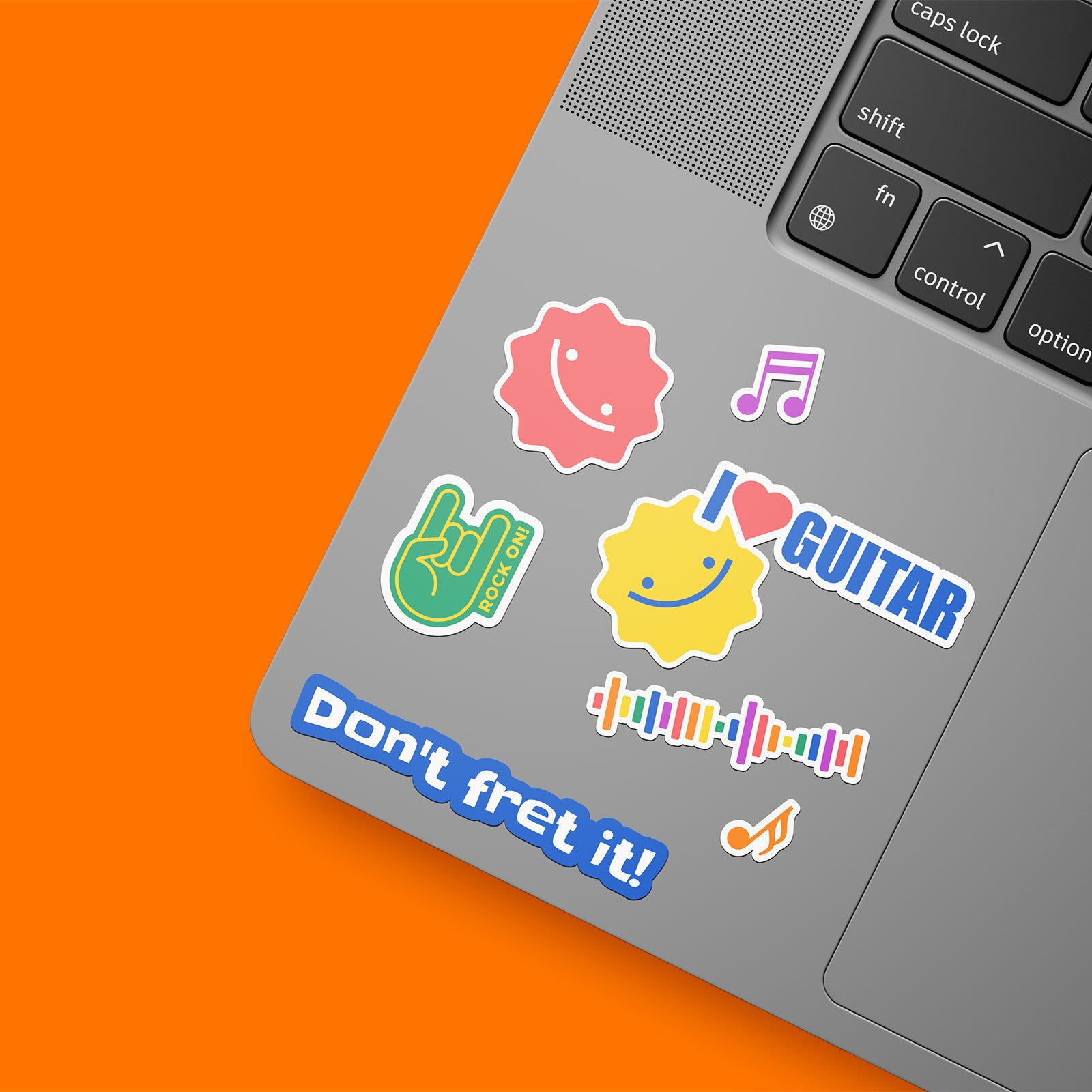 Guitar learning app concept logo and sticker designs by Hiarki