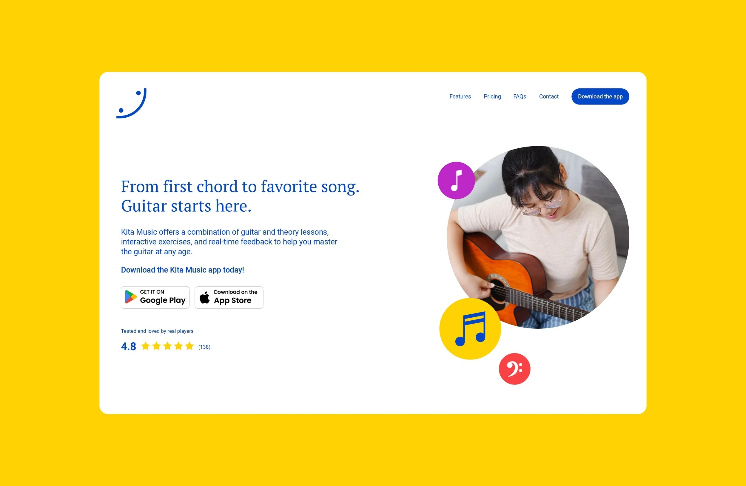 Guitar learning app concept logo design by Hiarki
