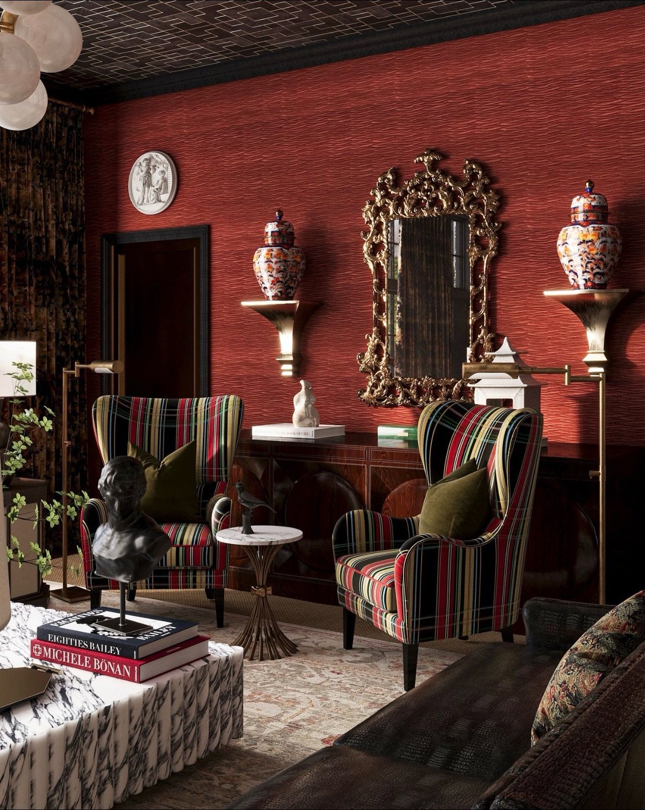 What would it feel like to live inside a rich box of chocolates? 🍫 Well, we&rsquo;re pleased to share the inspirational vibe behind the Formal Living Room we&rsquo;ve designed for our @livingbydesignshowhouse project! Anecdotally, the color palette 