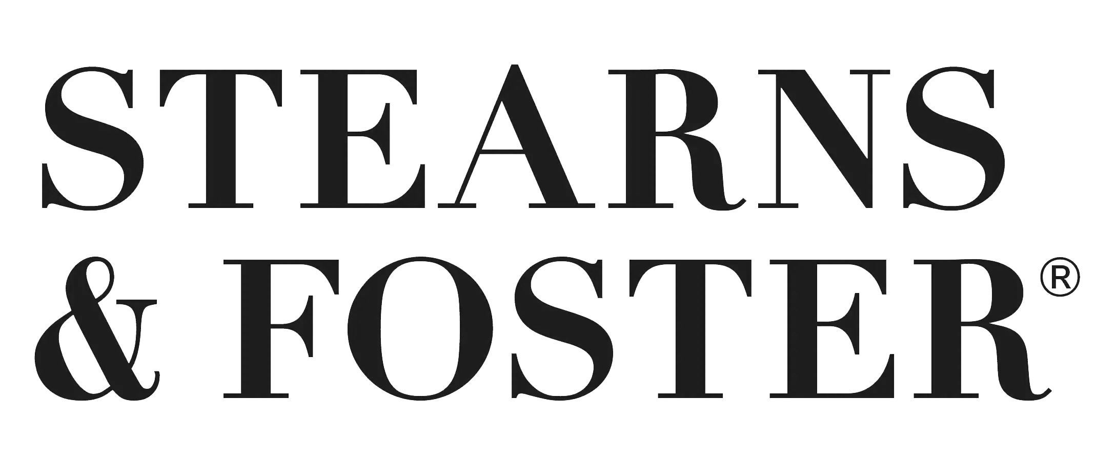 The logo of Stearns & Fosters in black text on a transparent background.