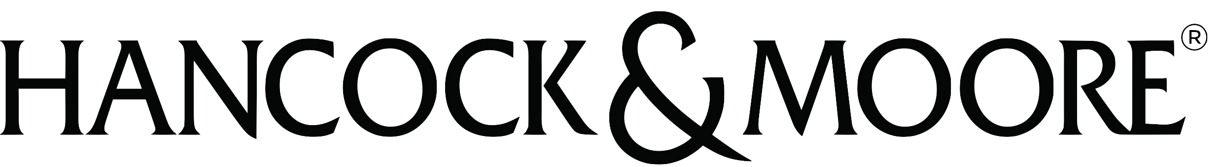 Hancock & Moore logo in black outline text.