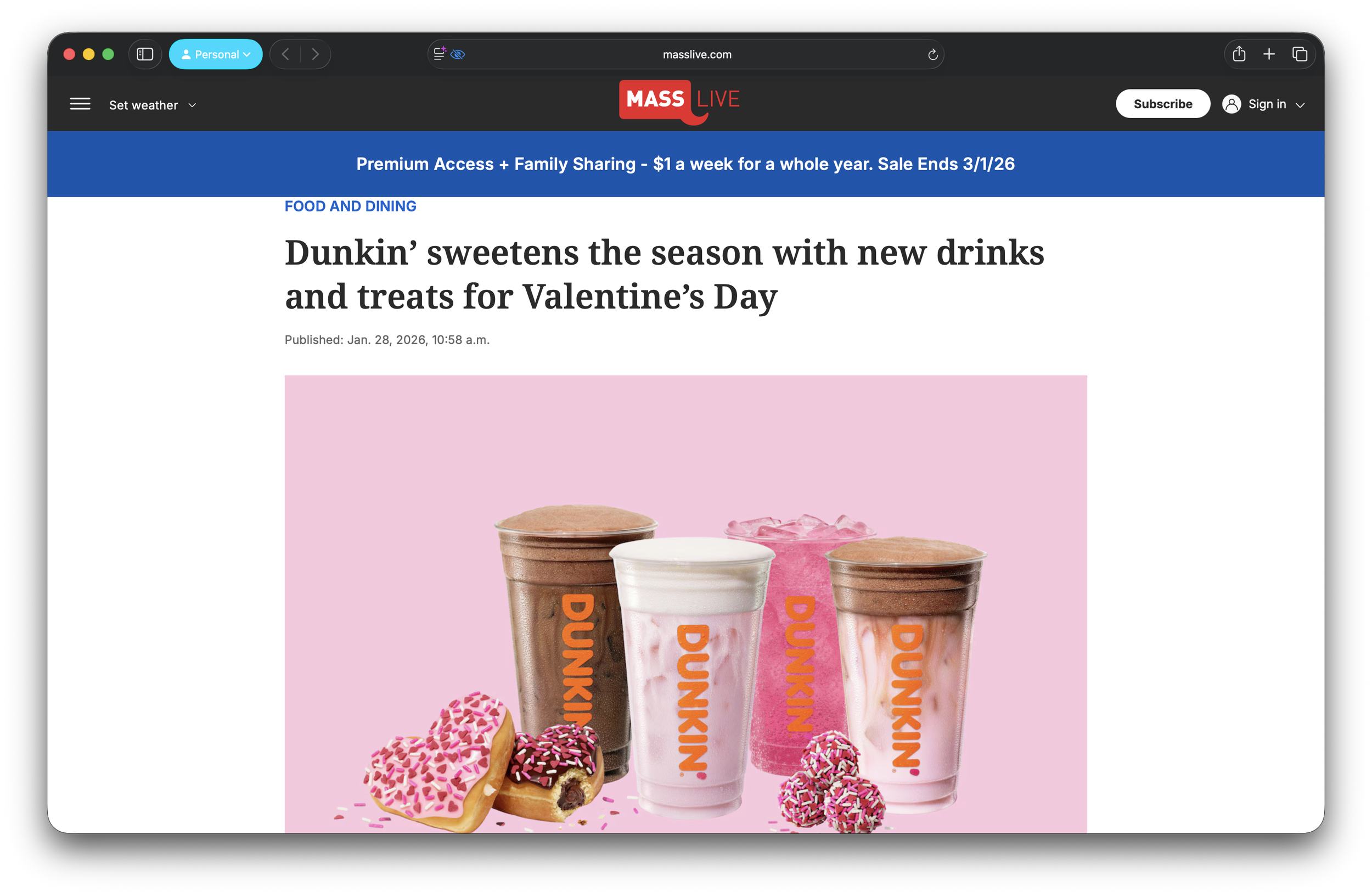 MassLive Highlights Dunkin’s Valentine’s Day $2 Donation for Kids