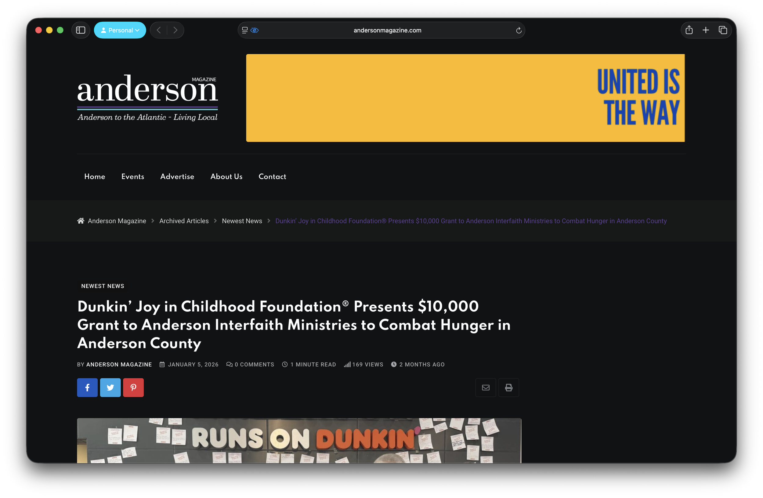 Anderson Magazine: $10,000 Grant Supports Summer Hunger Relief in Anderson County